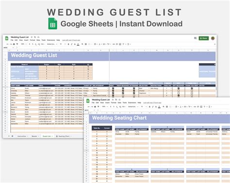 Google Sheets - Wedding Guest List - Sweet – kjunstudio