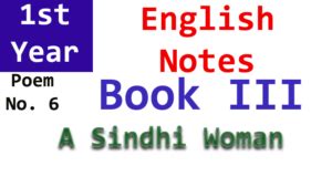 A Sindhi Woman Poem No 6 English Book III Notes 1st Year Testilm