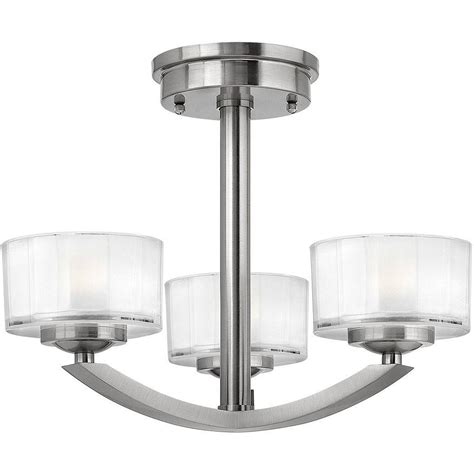 Meridian 3 Light Semi Flush Multi Arm Ceiling Light Brushed Nickel G9