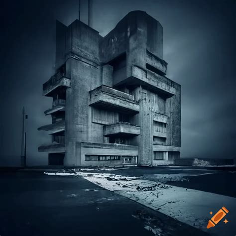 Brutalist Concrete Megastructure Resembling A Hospital With A Gray