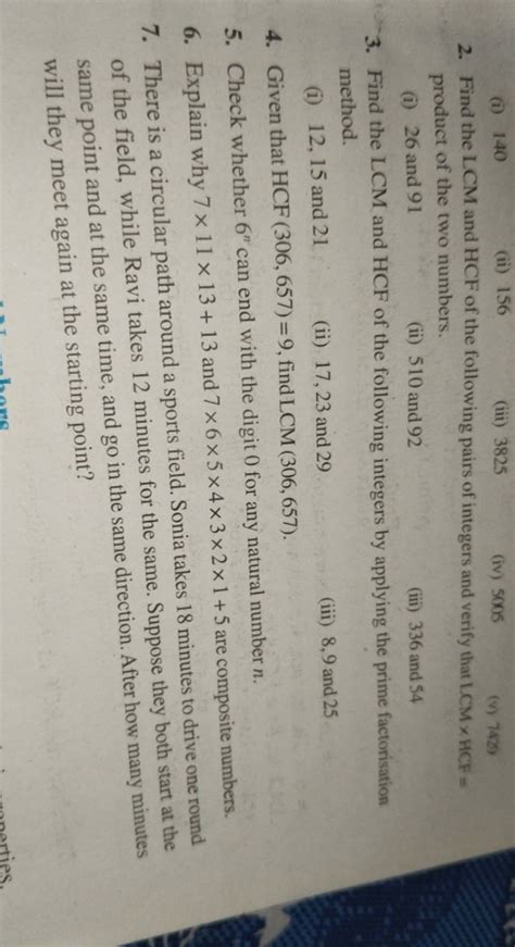 Find The Lcm And Hcf Of The Following Pairs Of Integers And Verify Tha