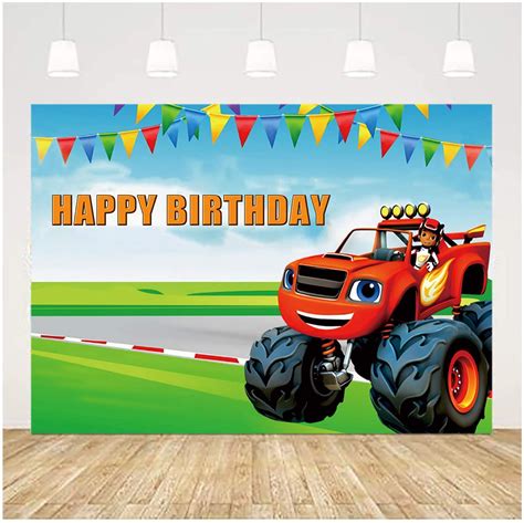 Wholesale Cartoon Monster Truck Photo Background Blaze Party Banner