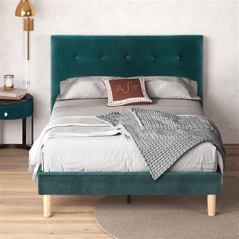 Coco Upholstered Queen Bed Frame Dark Green | Original Mattress Factory Australia