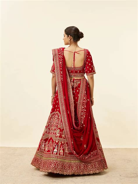 Buy Intricate Embroidered Red Bridal Lehenga Online In India Mohey