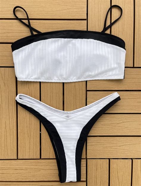 STOCK 4Colors With Pad Knitted High Leg Thong Bikini Textured Bandage Micro Swimwear Alibaba