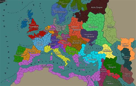 Alternate History Europe [2285 X 1440] [oc] Map Alternate History Fantasy Map