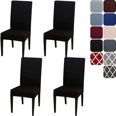 Housse De Chaise Extensible Lot De 4 NoirCouverture Protecteur De