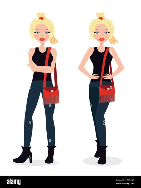 Illustration Vectorielle D Une Belle Fille Blonde En Jean Vas Punk Fille Mode Dans Une