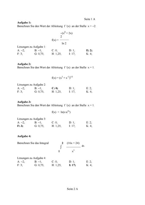 Klausur Juli Sommersemester 2016 Fragen Wintersemester Seite 1 A