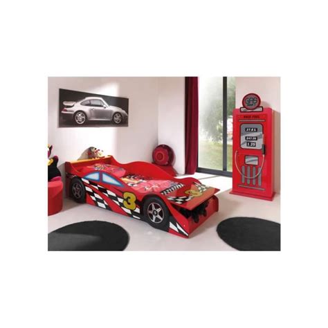 Lit Enfant Voiture De Course Rouge Avec Coffre 70x140 Achat Vente Lit