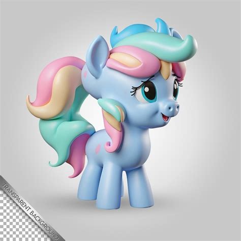 A Blue Pony With A Pink And Blue Tail And A Pink Tail Premium AI