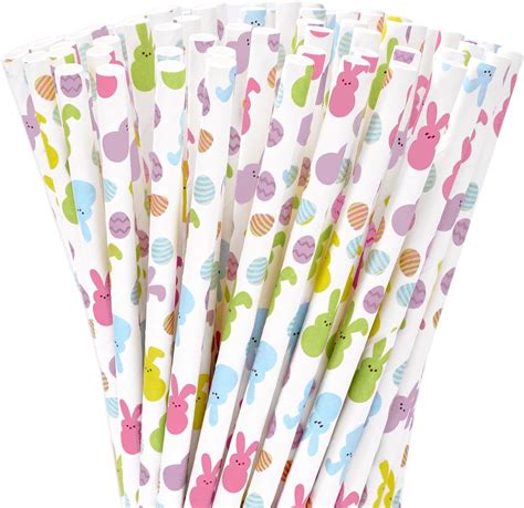 Amazon Jarthenaamcs Pcs Easter Paper Straws Easter Egg Bunny