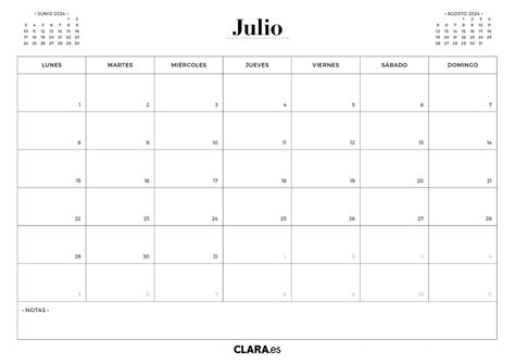 Calendario Julio 2024 Para Imprimir Gratis En  Y Pdf Y Con Diseño