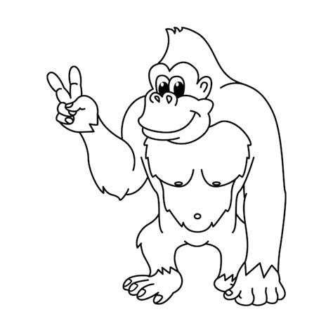 Premium Vector | Funny gorilla cartoon vector coloring page