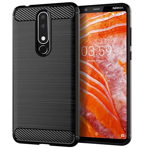 For Nokia 3 1 Plus Case Luxury Carbon Fiber Texture Brushed Soft