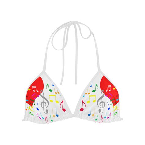 Singing Heart Red Song Color Music Love Romantic Custom Bikini Swimsuit Top ID D