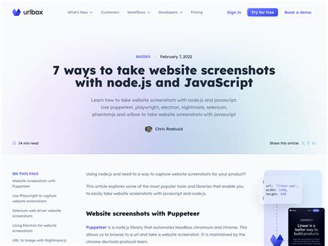 7 Ways To Take Website Screenshots With Nodejs And Javascript Urlbox