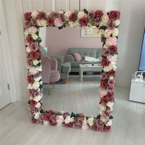 Flower Mirrors Etsy Flower Mirror Diy Flower Mirror Diy Floral Mirror