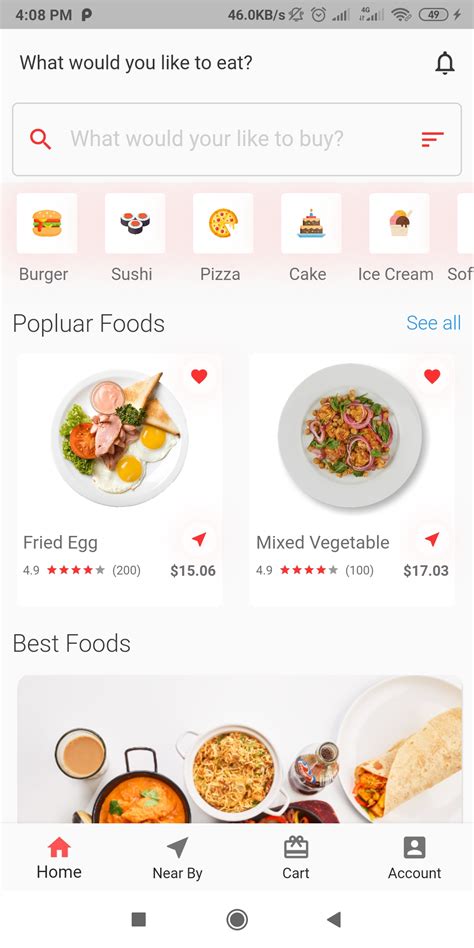 Flutter Food Delivery App Ui