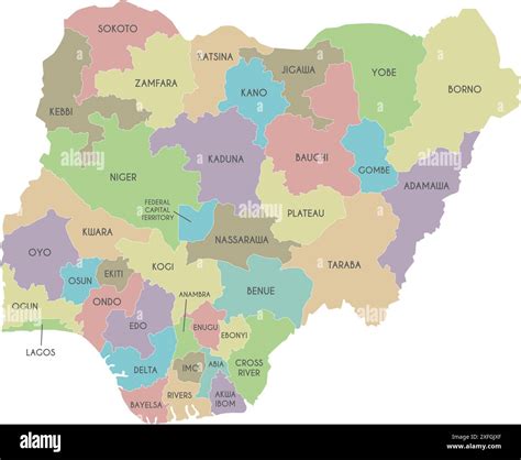 Vector Regional Map Of Nigeria With States And Administrative Divisions