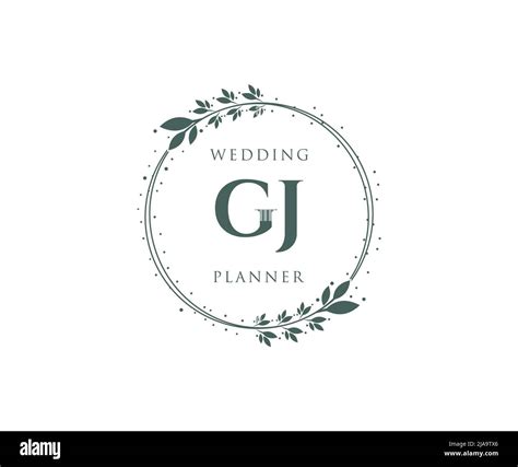 Gj Initials Letra Boda Monograma Colecci N Logotipos Mano Dibujado