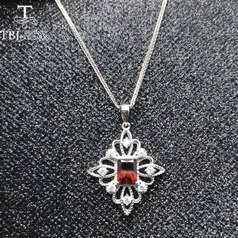 Tbjnatural 2ct Oct 68 Red Garnet Gemstone Pendant In 925 Sterling