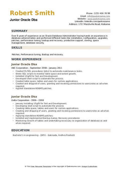 Oracle Resume Sample