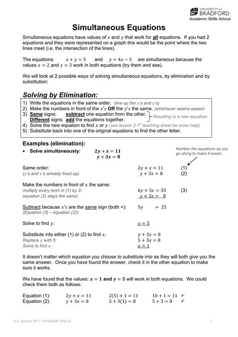 Simultaneous Equations Teaching Pdf