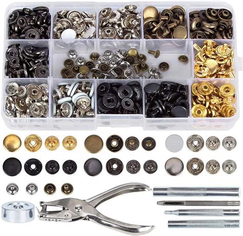 Amazon Set Snap Fasteners Kit Metal Button Snaps Press Studs