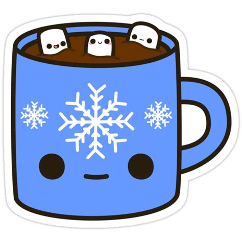 Mug Of Hot Chocolate With Cute Marshmallows Stickers By Peppermintpopuk Redbubble