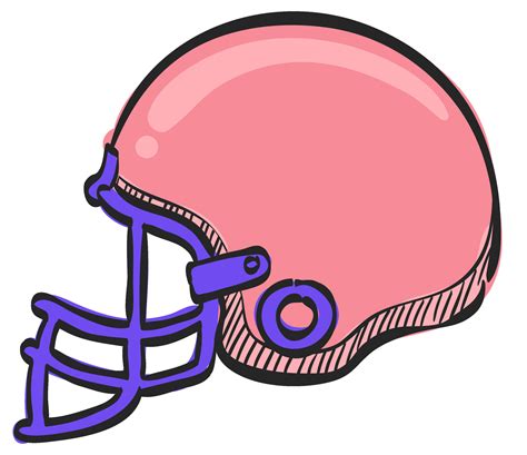 Football Helmet Icon In Hand Drawn Color Vector Illustration 39394355