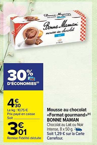 Promo Mousse Au Chocolat Format Gourmand Bonne Maman Chez Carrefour