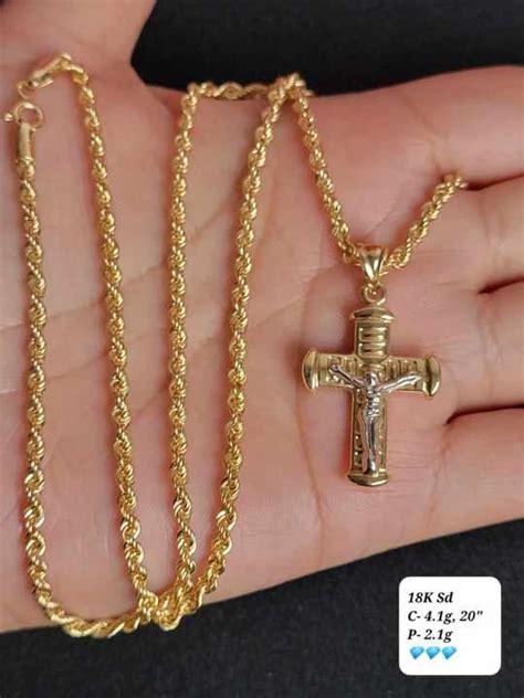 Pawnable K Saudi Gold Cross Necklace In Rope Chain Lazada Ph