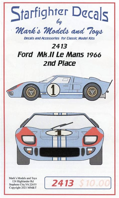 Scalehobbyist Ford Gt Mk Ii Car Lemans By Starfighter Decals