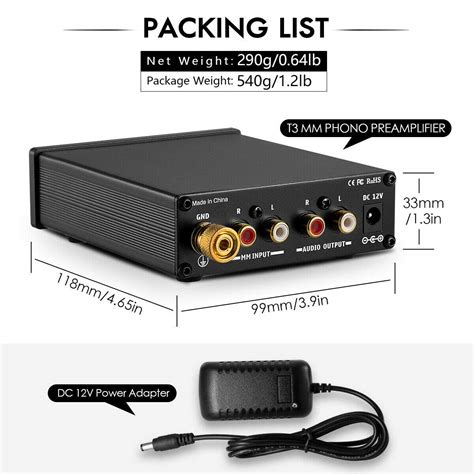 Nobsound T3 MM Phono Preamp Record Player Preamplifier HiFi Turntable ...