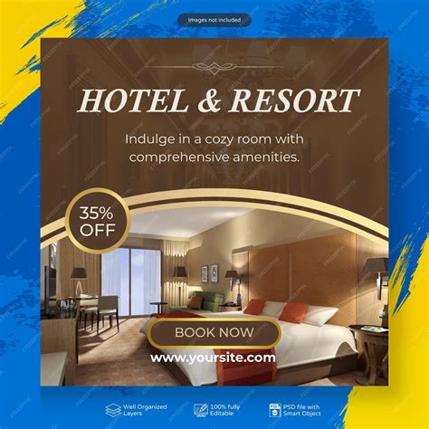Premium PSD | Modern hotel business online hotel booking marketing post