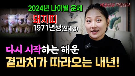 2024년 갑진년 돼지띠운세 1971년생 신해생 다시 시작 용군tv 태공신당 가인선녀 Youtube