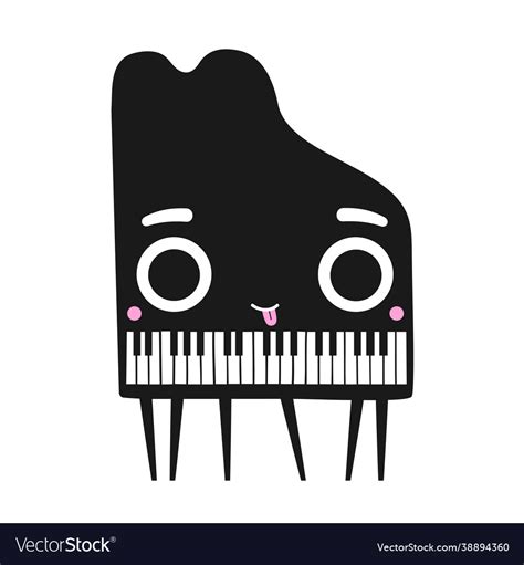 With cute funny black piano smiling music Vector Image