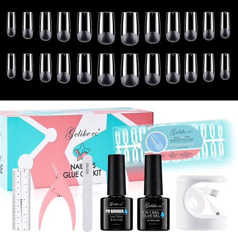 Gelike Ec Gel Nail Extension Kit Nail Tips And Glue Gel Nail Kit With