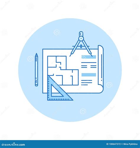 Architectural Design Icon In Lineart Style Stock Vector Illustration