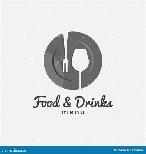 Food And Drink Logo Plate Fork And Wine Glass Stock Vector