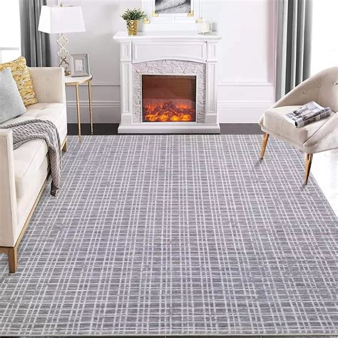 GlowSol 6 X 9 Modern Plaid Area Rug Geometric Checkered Rug Soft Faux