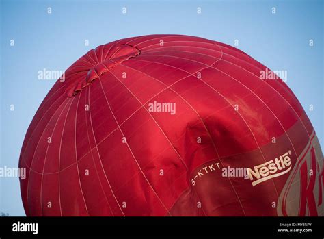 Close Up Details Of A Hot Air Ballloon Canopy Being Inflated Before An Evening Ride Above York