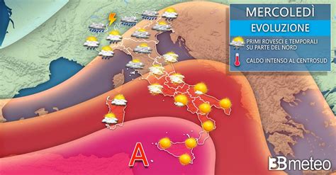 Meteo da mercoledì tornano rovesci e temporali anche violenti rischio