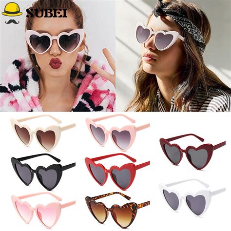 Subei Retro Vintage Sunglasses Fashion Uv400 Protection Heart Shaped