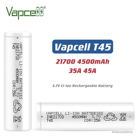 Vapcell T45 21700 4500mah 45A 3 7V Li Ion Rechargeable Battery Molicel