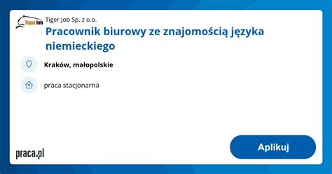 Archiwalna Oferta Nr Pracownik Biurowy Ze Znajomo Ci J Zyka