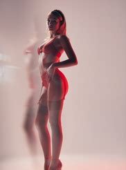 Dolly Haas Red Lingerie Stockings Naked