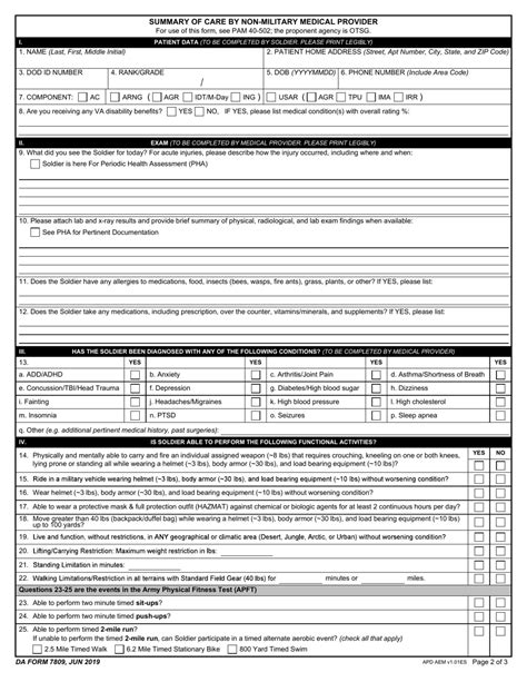 Da Form 7809 Printable