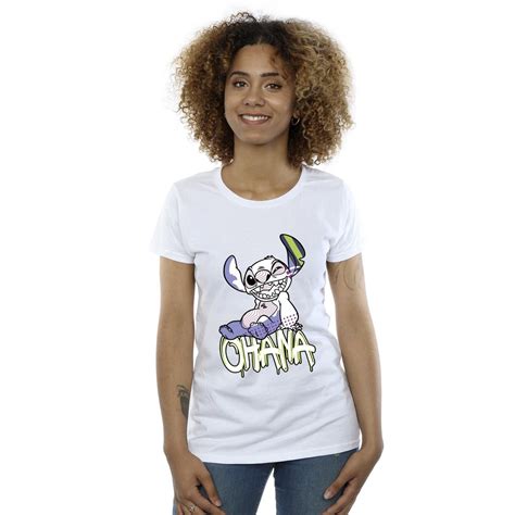 Disney Womens Lilo And Stitch Ohana Graffiti Cotton T Shirt